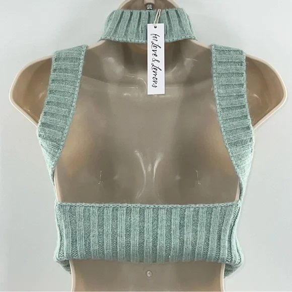 For Love & Lemons NWT Dominique Crop Sweater Tank in Mint size Medium - Picture 5 of 8